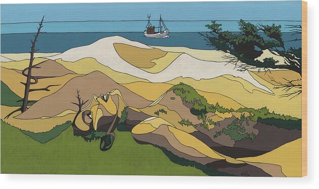 Beach Wood Print featuring the painting Beaches by Konni Jensen