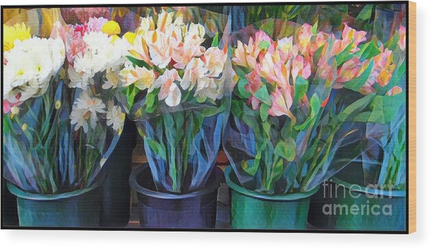 Beauty To Go Wood Print featuring the photograph Beauty to Go - Four Bouquets by Miriam Danar