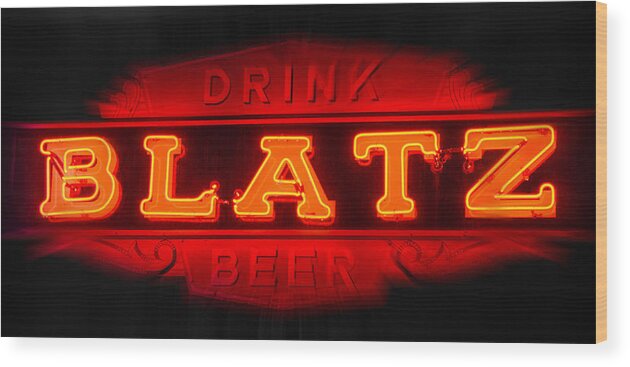 Blatz Wood Print featuring the photograph Blatz Beer by Susan McMenamin