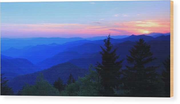 Caney Fork Overlook Wood Print featuring the photograph Blue Ridge Mountain Sunset by Carol Montoya