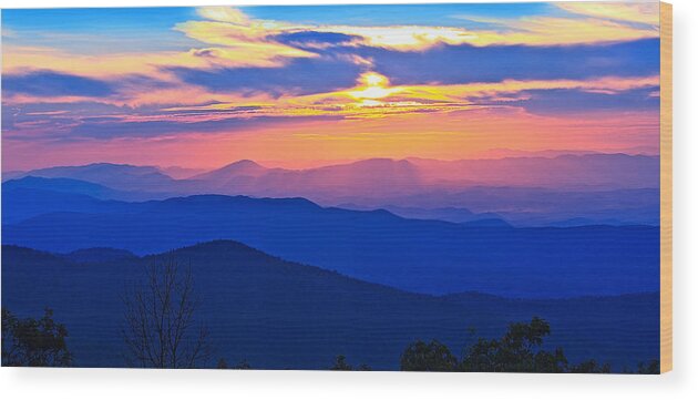 Blue Ridge Parkway Wood Print featuring the photograph Blue Ridge Parkway Sunset, VA by The James Roney Collection