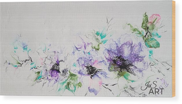 Floral Wood Print featuring the painting Branch of Violet by Jo Smoley