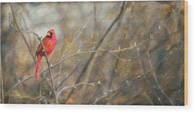 Cardinal Wood Print featuring the photograph Cardinal and Spring Buds by Diane Lindon Coy