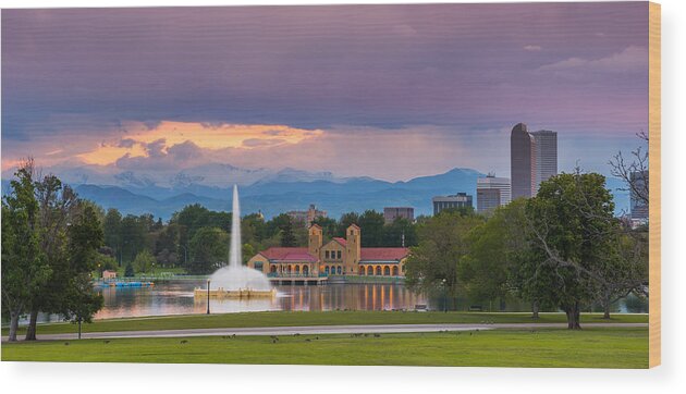 Denver Wood Print featuring the photograph City Park Sunset by Darren White