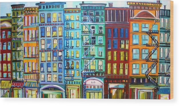 City Wood Print featuring the painting City Windows by John Williams