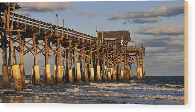 Cocoa Beach Florida Wood Print featuring the photograph Coca Beach Pier winter by David Lee Thompson