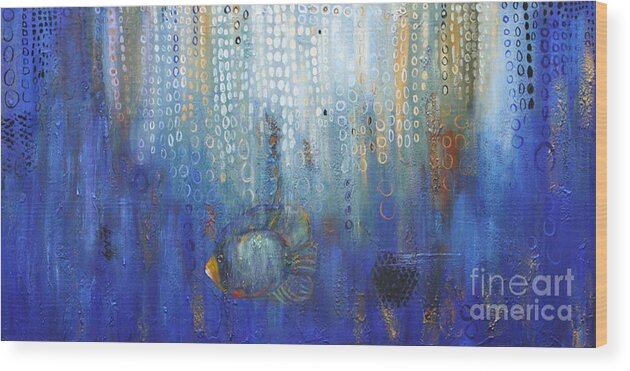 Sea Wood Print featuring the painting Deep Blue Sea by Lauren Marems