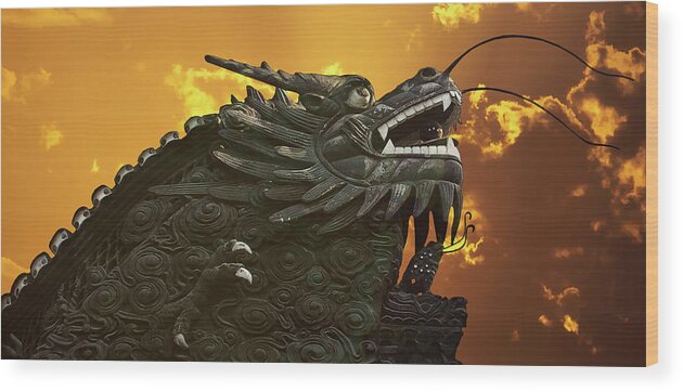 Walls Wood Print featuring the photograph Dragon Wall - Yu Garden Shanghai by Alexandra Till