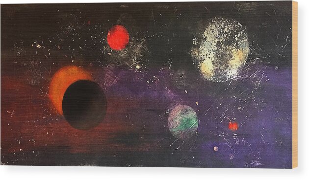Eclipse Wood Print featuring the mixed media Eclipse by William Renzulli