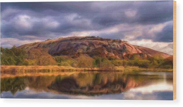 Enchanted Rock Wood Print featuring the painting Enchanted Rock by Troy Caperton