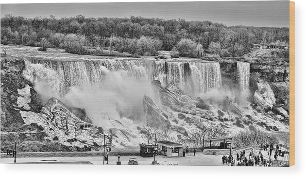 Falls In Black And White Wood Print featuring the photograph Falls Black and White by Traci Cottingham