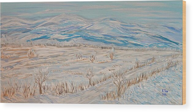 Hasmas Wood Print featuring the painting First Time... Winter Memories by Felicia Tica