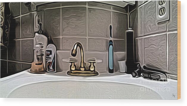 Lavatory Wood Print featuring the digital art Lav Pano by Ronald Bissett