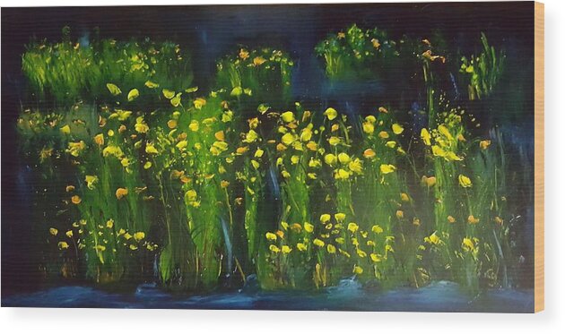 Yellow Flowers Wood Print featuring the painting Lumonious Buds   17 by Cheryl Nancy Ann Gordon