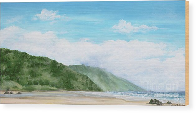 Seascape Wood Print featuring the painting Misty Morning by Elisabeth Sullivan