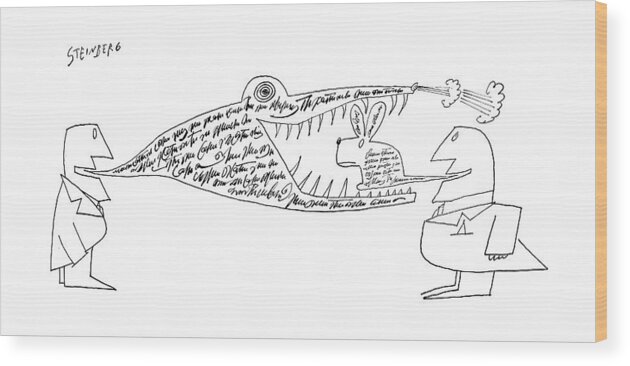 Captionless Wood Print featuring the drawing New Yorker November 12th, 1960 by Saul Steinberg