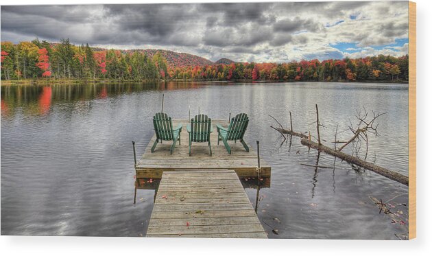 October On West Lake Wood Print featuring the photograph October on West Lake by David Patterson