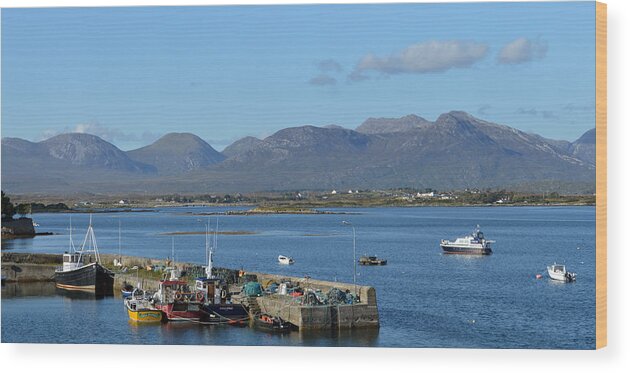 Ireland Wood Print featuring the photograph Panoramic View Roundstone Harbour by Terence Davis