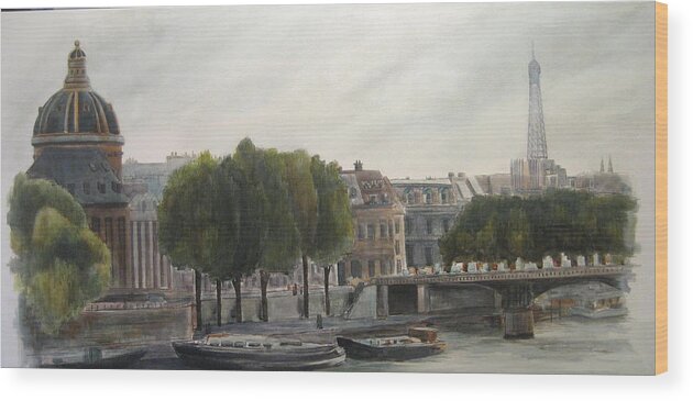 Paris Wood Print featuring the painting Paris Across the Seine by Victoria Heryet