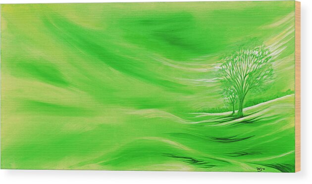 Green Wood Print featuring the painting Peace in the Valley by David Junod