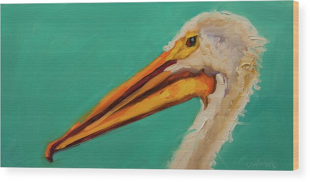 Pelican Wood Print featuring the painting Pelican #2 by Diane Whitehead
