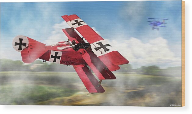 Red Baron Wood Print featuring the photograph Red Baron Panorama - Lord of the Skies by Weston Westmoreland
