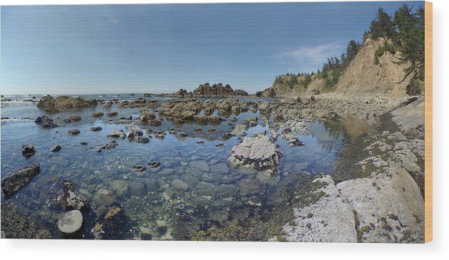 Adria Trail Wood Print featuring the photograph Rocky Sea Panorama by Adria Trail