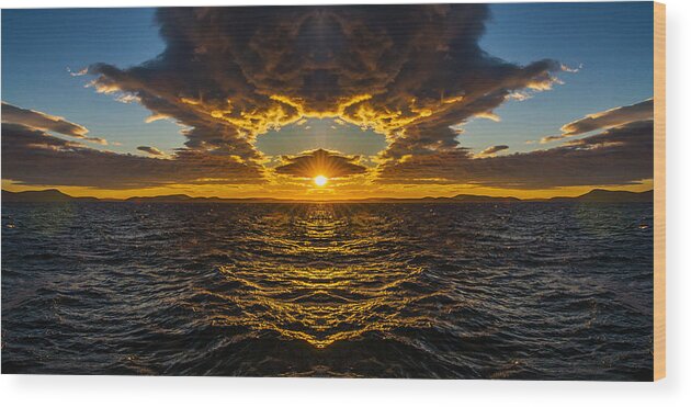 America Wood Print featuring the digital art Rosario Strait Sunset Reflection by Pelo Blanco Photo