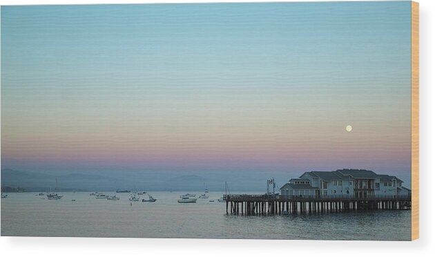 Santa Barbara Wood Print featuring the photograph Santa Barbara pier at dusk by Andy Myatt