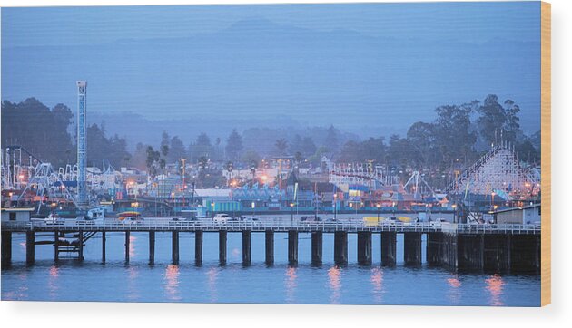 Photo Wood Print featuring the photograph Santa Cruz Boardwalk and Pier by Gerald Carpenter