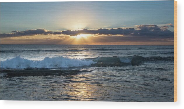 Clouds Wood Print featuring the photograph Sea and Surf Panorama by Debra and Dave Vanderlaan