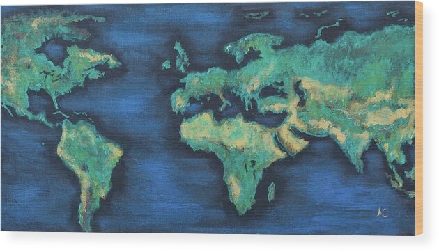 Earth Wood Print featuring the painting Shimmering Earth by Neslihan Ergul Colley