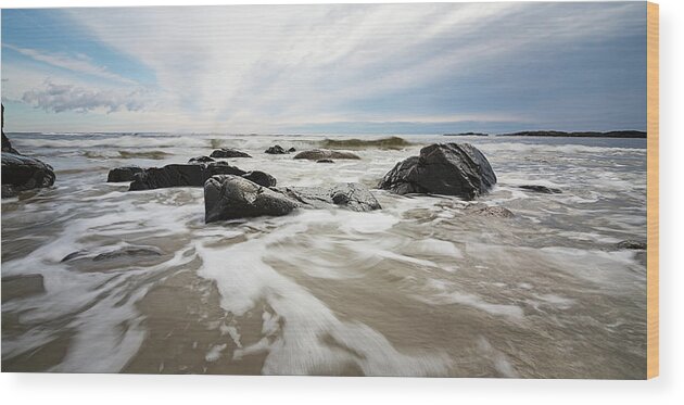 Maine Wood Print featuring the photograph Stormy Maine Morning #3 by Natalie Rotman Cote