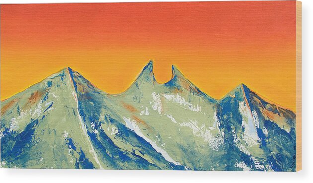 Mountain Painting Wood Print featuring the painting Sunrise La Silla by Kandyce Waltensperger