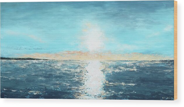 Landscape Wood Print featuring the painting Sunrise On Erie by Katrina Nixon