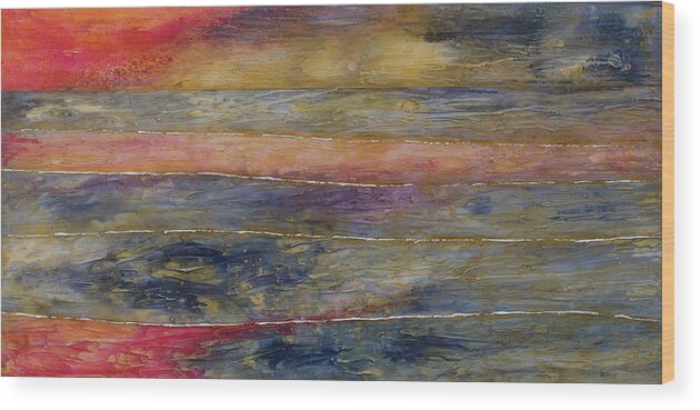 Sunset Wood Print featuring the painting Sunset reflections by John Stuart Webbstock