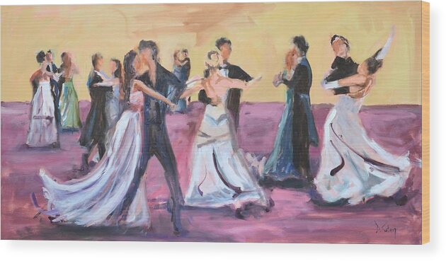 Ballroom Dance Wood Print featuring the painting The Dance by Donna Tuten