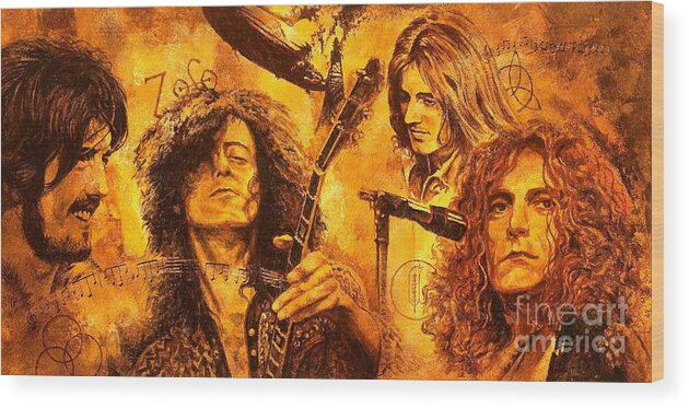 Led Zeppelin Wood Print featuring the painting The Legend by Igor Postash