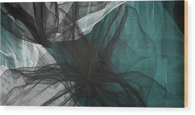Turquoise Art Wood Print featuring the painting Touch Of Class - Black and Teal Art by Lourry Legarde