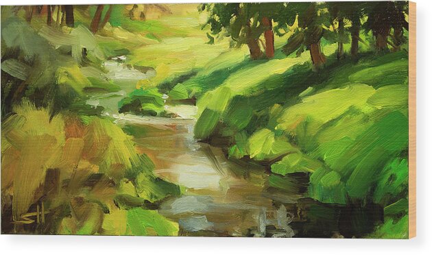 River Wood Print featuring the painting Verdant Banks by Steve Henderson