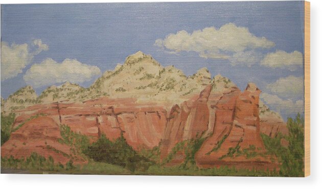 Landscape Wood Print featuring the painting View from Sedona by Stan Chraminski