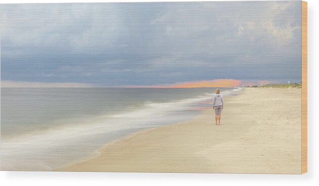 Beachclub Wood Print featuring the photograph Walk on the beach by Nick Noble