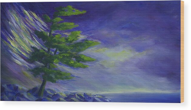 Lake Superior Wood Print featuring the painting Windy Lake Superior by Jo Smoley