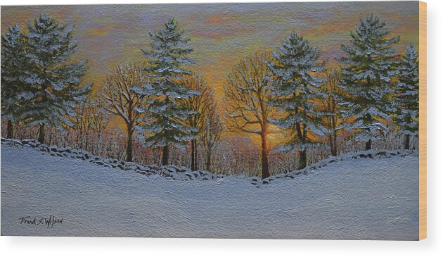 Winter Sunset Wood Print featuring the painting Winter Sunset by Frank Wilson