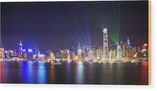Tranquility Wood Print featuring the photograph A Symphony Of Lights by Mendowong Photography