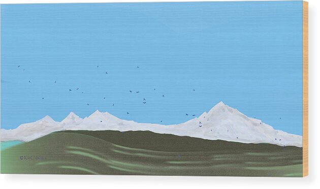 Mountains Wood Print featuring the digital art Bluebirds Return by Kae Cheatham