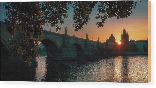 Dawn Wood Print featuring the photograph Dawn On Charles Bridge by Owen Weber