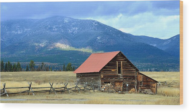 Ranch Building Wood Print featuring the photograph Montana Ranch Building by Kae Cheatham