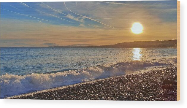 Sunset Wood Print featuring the photograph Panoramic Pastel Sunset by Andrea Whitaker