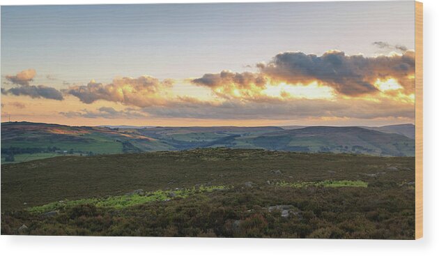 Landscape Wood Print featuring the photograph Peak District pano 05 by Chris Smith